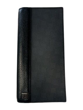 Dunhill Black Leather Long Bifold Wallet Organizer